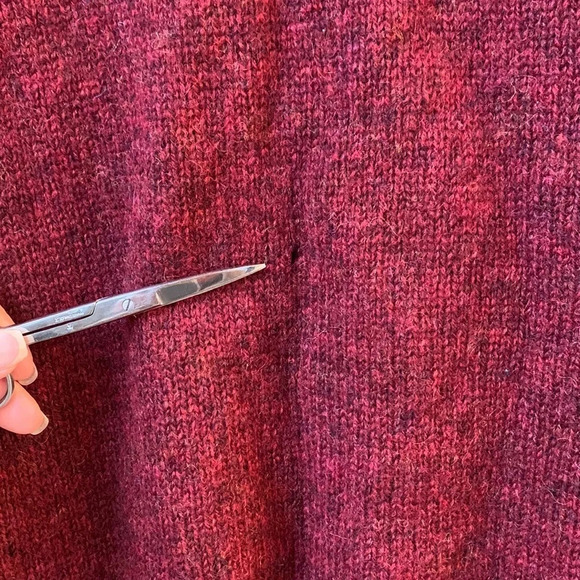 Vintage Nordic Knitted Wool argyle Crewneck Sweater Medium FLAW coastal grandma - Picture 8 of 9